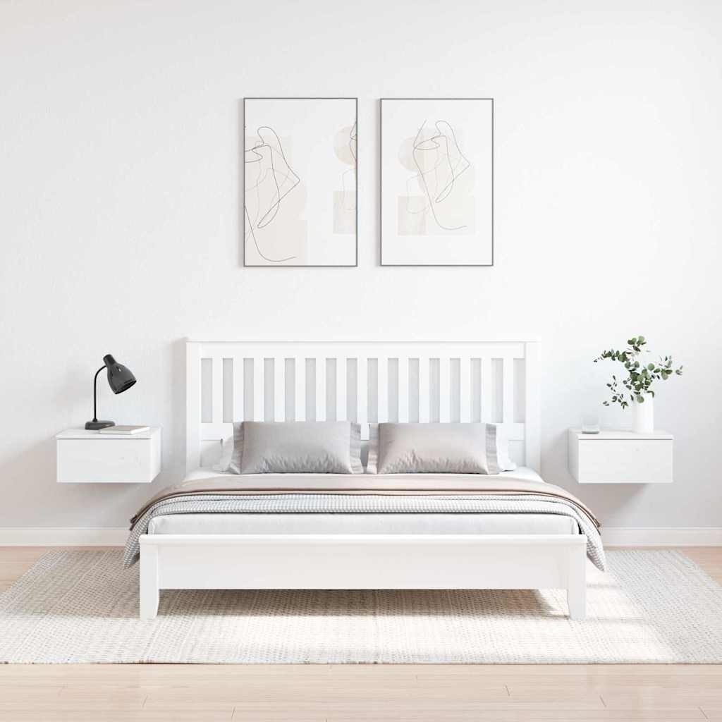 Nachttisch 2 pcs Weiß 37 x 35 x 18,5 cm Massivholz Kiefer